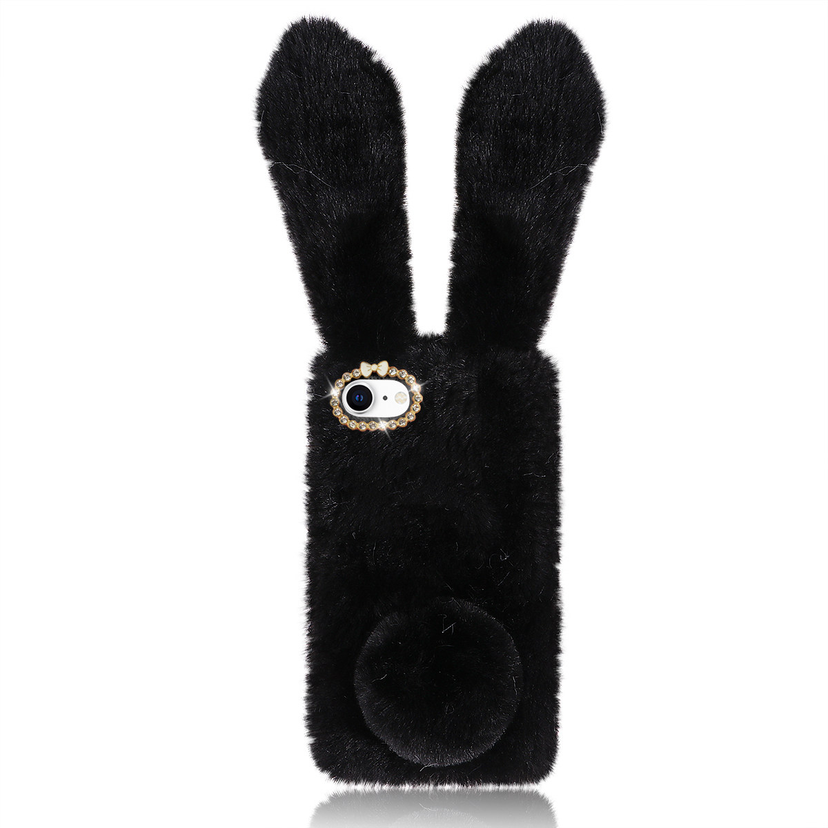 Phone Cases Apple - Black Adorable Rabbit Design Soft Phone