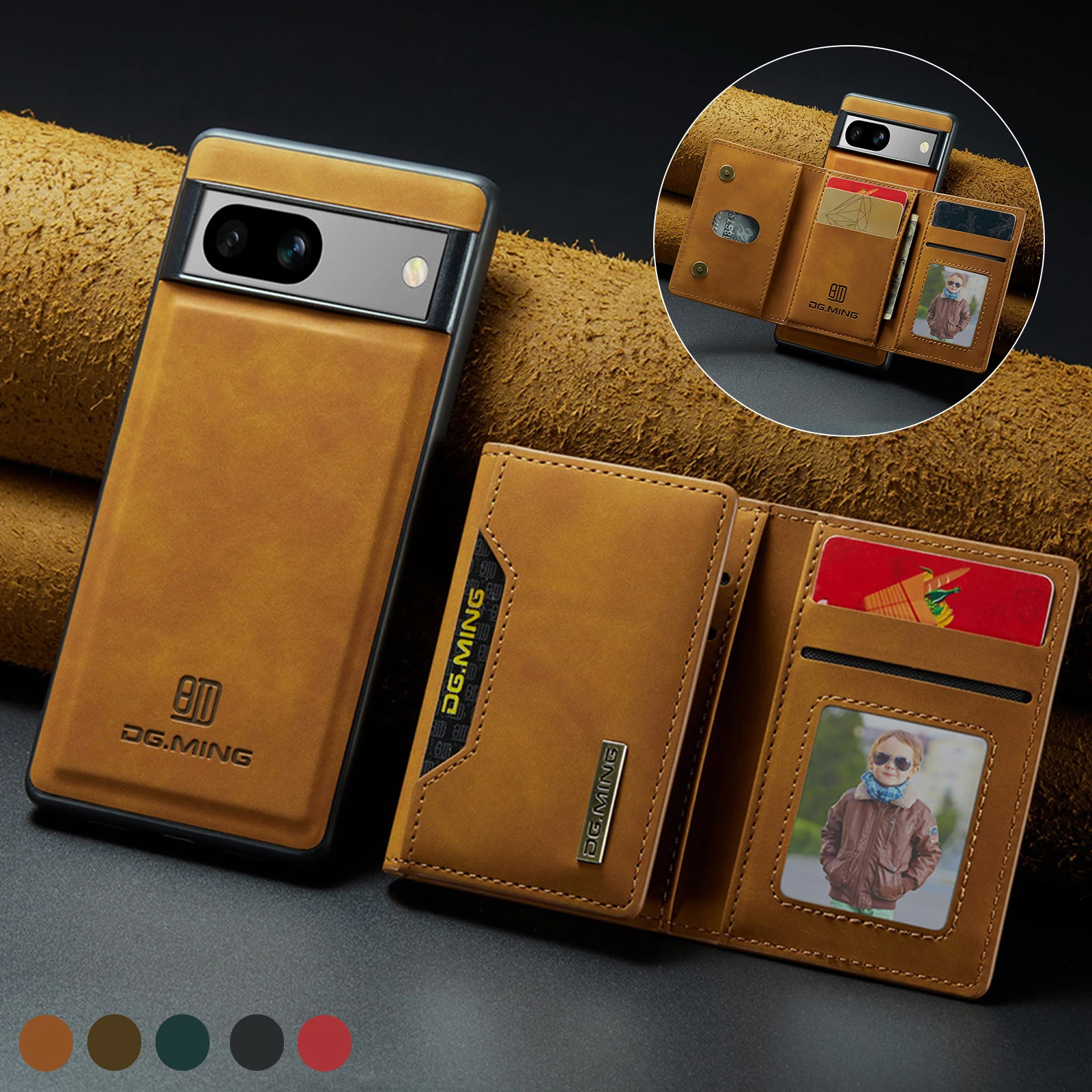Leather Folio Wallet Case - Magnetic Wallet Cards Solt Leather Case