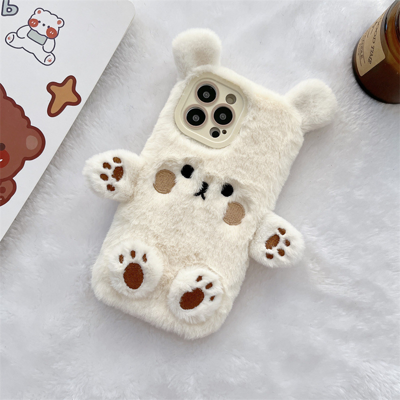 Korean 3D Cartoon Bear Fluffy  - Phone Cases Apple 评论和价格