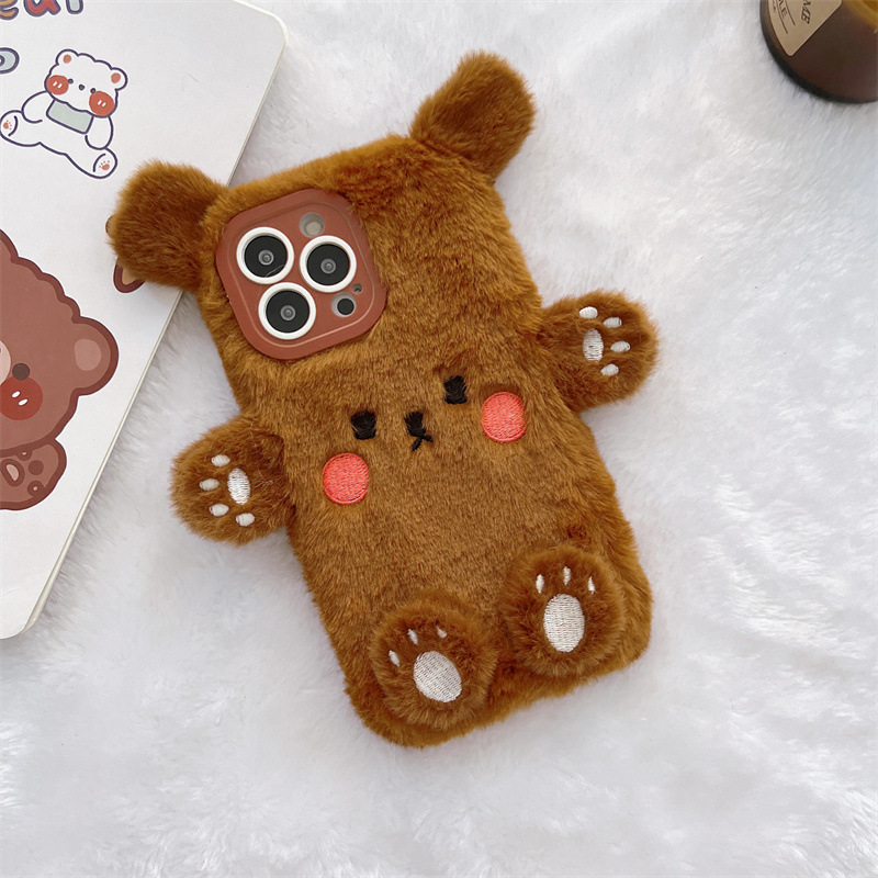 Korean 3D Cartoon Bear Fluffy  - Phone Cases Apple 评论和价格