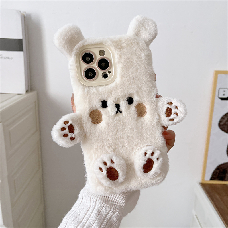 Korean 3D Cartoon Bear Fluffy  - Phone Cases Apple 评论和价格
