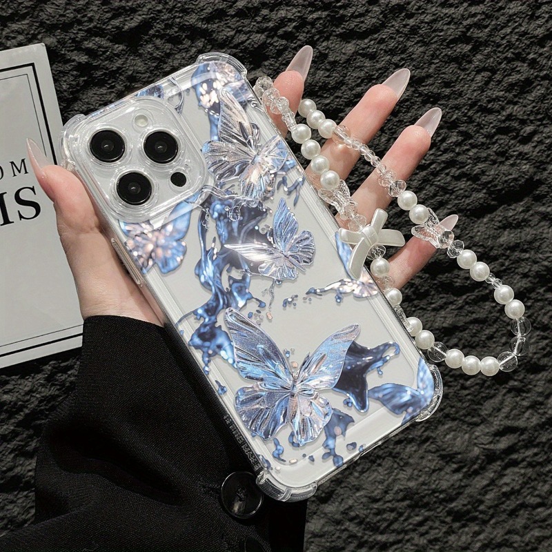 Blue Butterfly Transparent Pho - Phone Cases With Charms 评论和价格