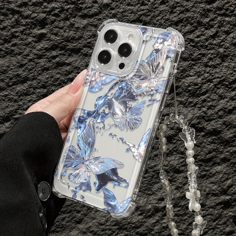 Blue Butterfly Transparent Pho - Phone Cases With Charms 评论和价格