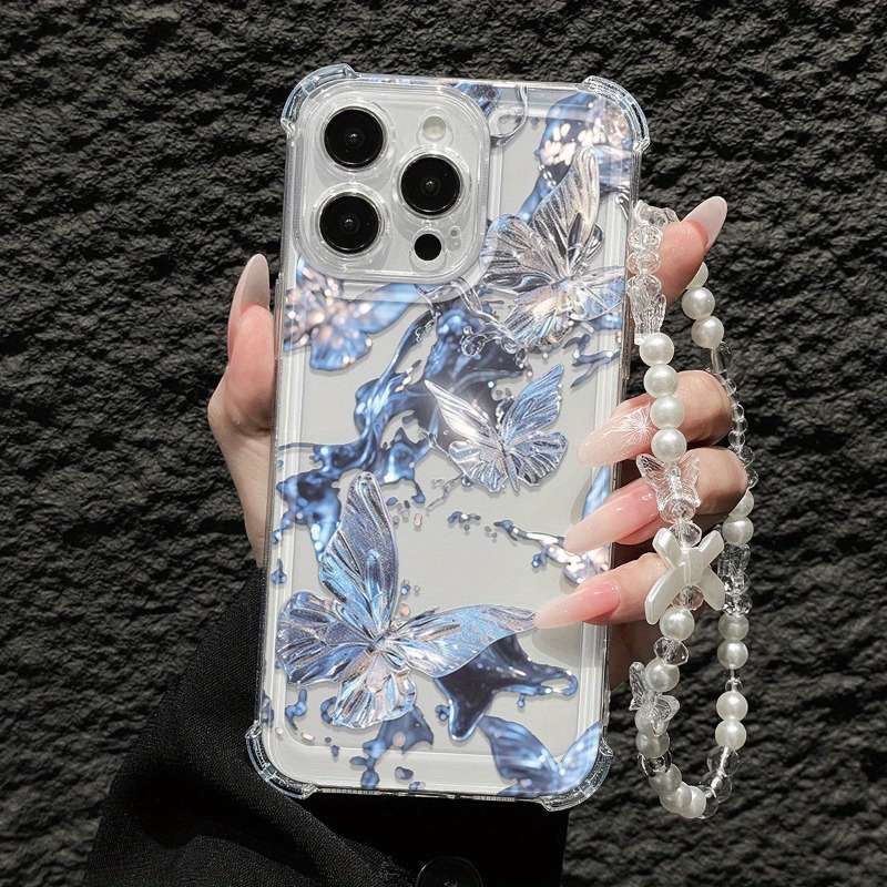 Blue Butterfly Transparent Pho - Phone Cases With Charms 评论和价格