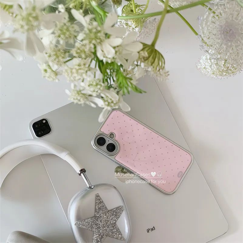 Korean ins Cream Pink Polka Do - Phone Cases That Charge Your Phone 评论和价格