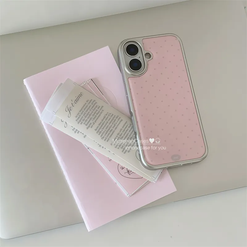 Korean ins Cream Pink Polka Do - Phone Cases That Charge Your Phone 评论和价格