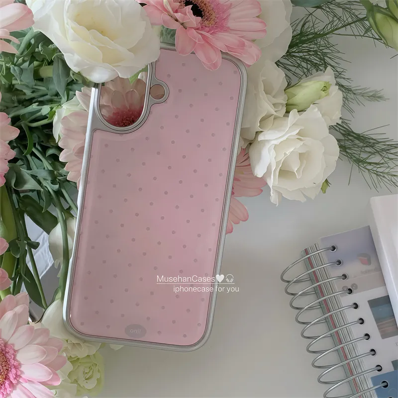 Korean ins Cream Pink Polka Do - Phone Cases That Charge Your Phone 评论和价格