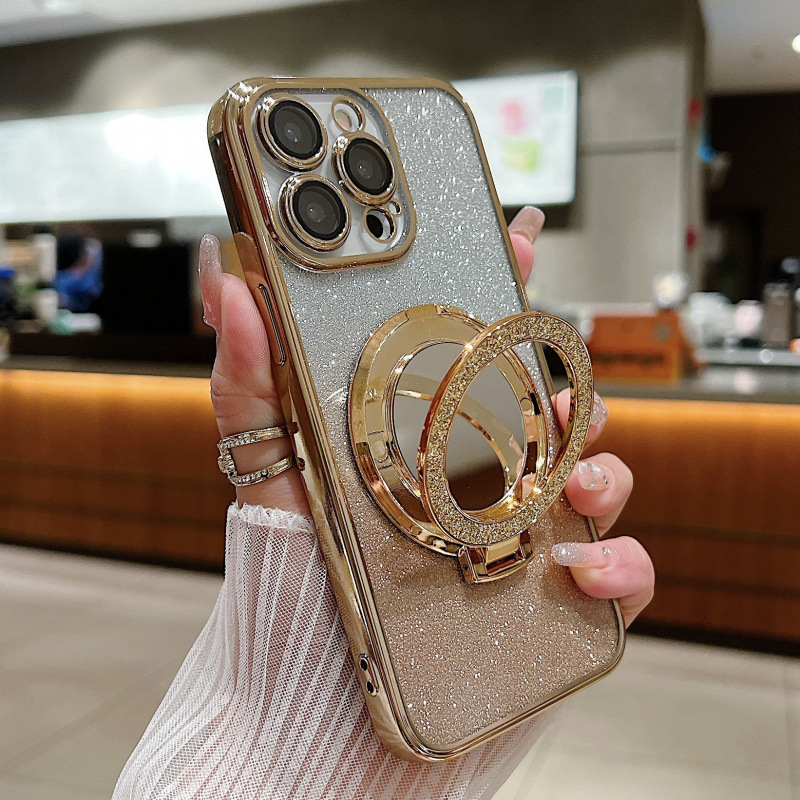 Glitter Mirror Bracket Phone C - Phone Cases Vogue 评论和价格
