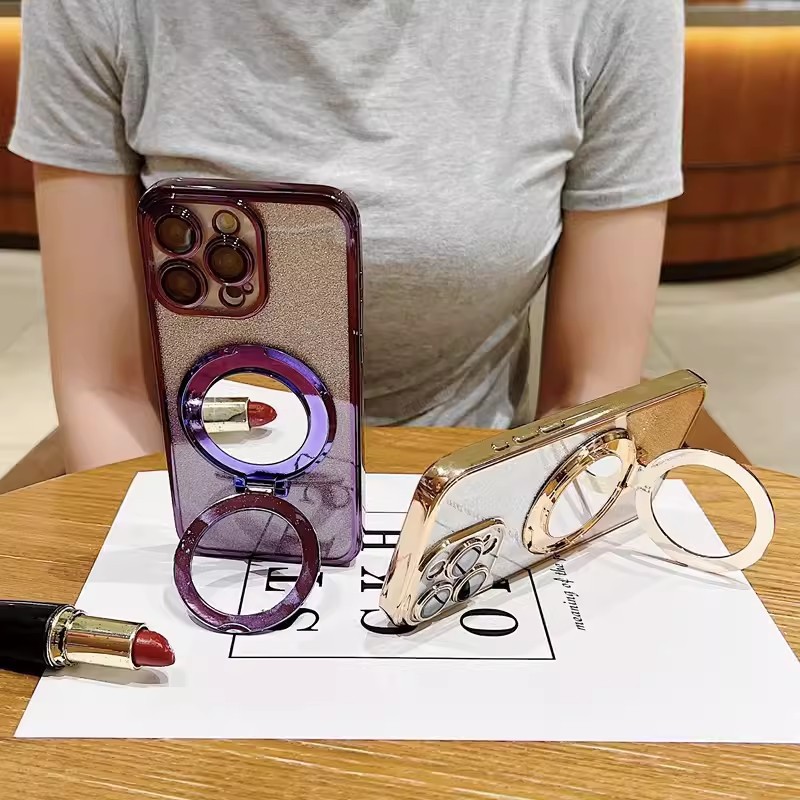 Glitter Mirror Bracket Phone C - Phone Cases Vogue 评论和价格