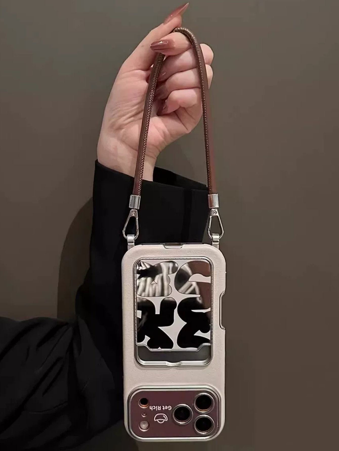 Luxury Leather Mirror Card Hol - Phone Cases That Hold Cards 评论和价格