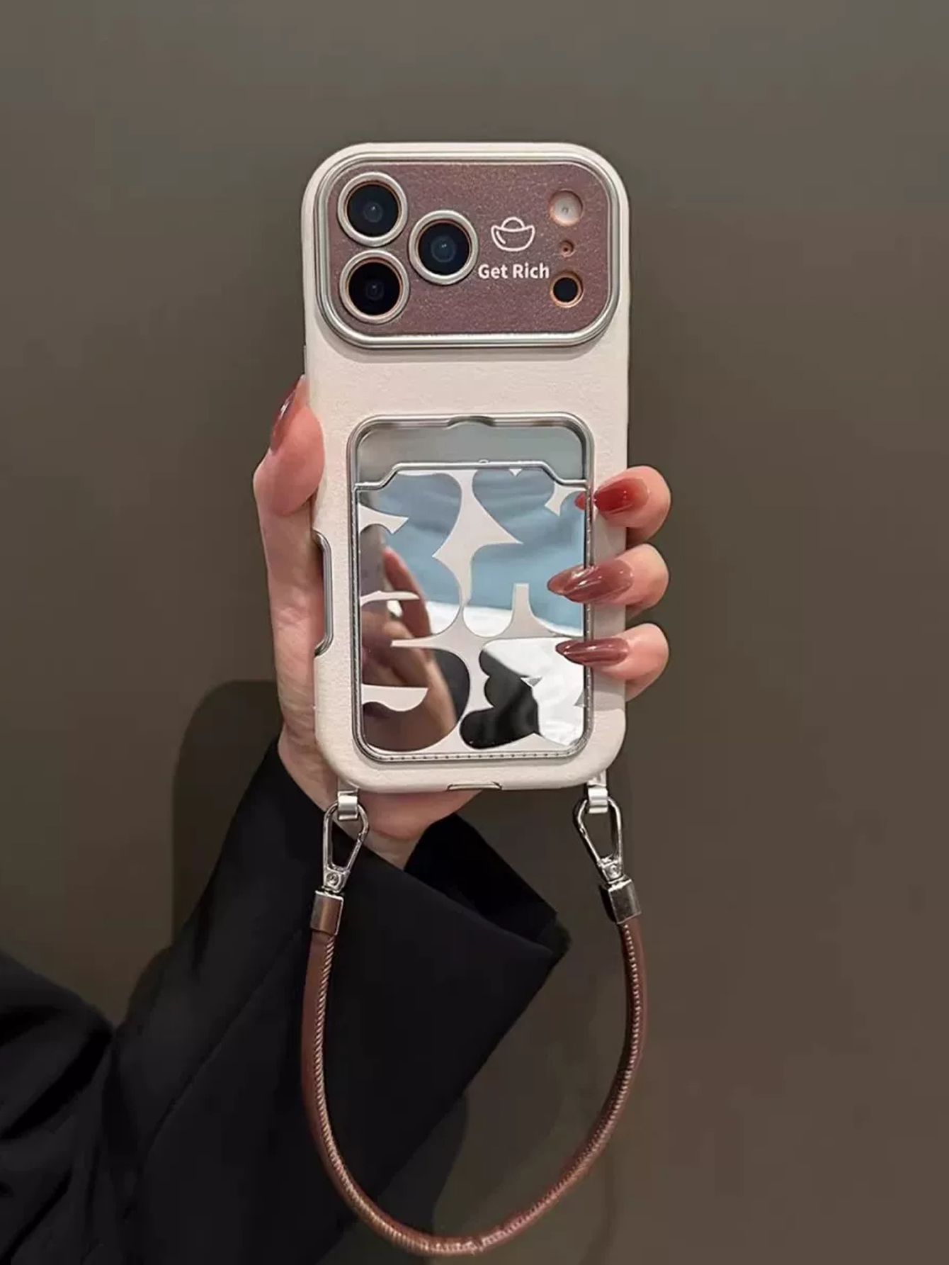 Luxury Leather Mirror Card Hol - Phone Cases That Hold Cards 评论和价格